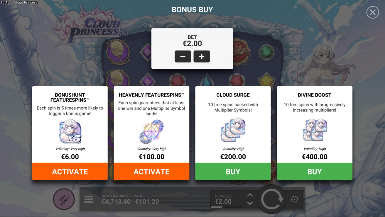 Cloud Princess Slot Xüsusiyyət Al